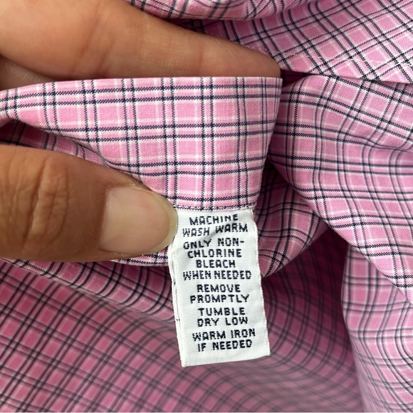 VTG Polo Ralph Lauren Mens XL Pink Checker Short Sleeve Shirt Preppy Black Pony - Picture 9 of 10